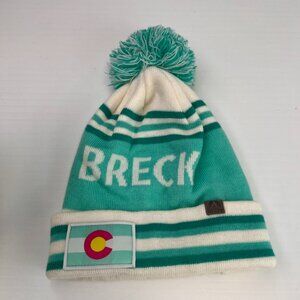 Breckenridge Hat Men One Size Knit Beanie Pom Flag Stripe Ski Snow Hype Core Cap